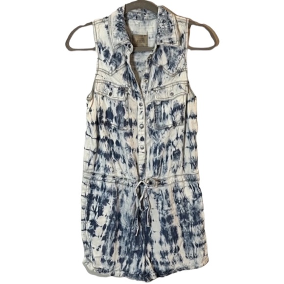 Guess Tie Dye Romper with Snaps and Drawstring Waist - Picture 1 of 3